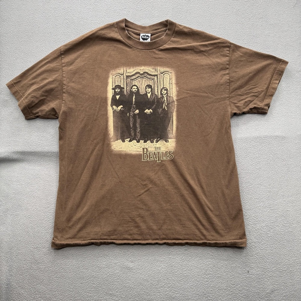 Vintage The Beatles Shirt Mens XL‎ Brown Band Photo Graphic Tee 2006 Apple Corps